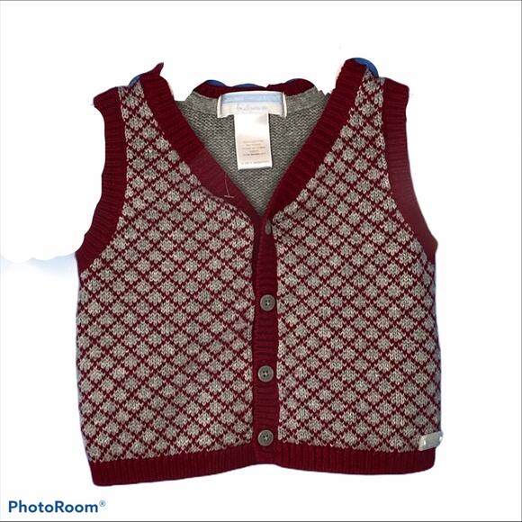 Janie and Jack Scarlet & Gray Sweater Vest 3-6 MO NWOT - Picture 1 of 8